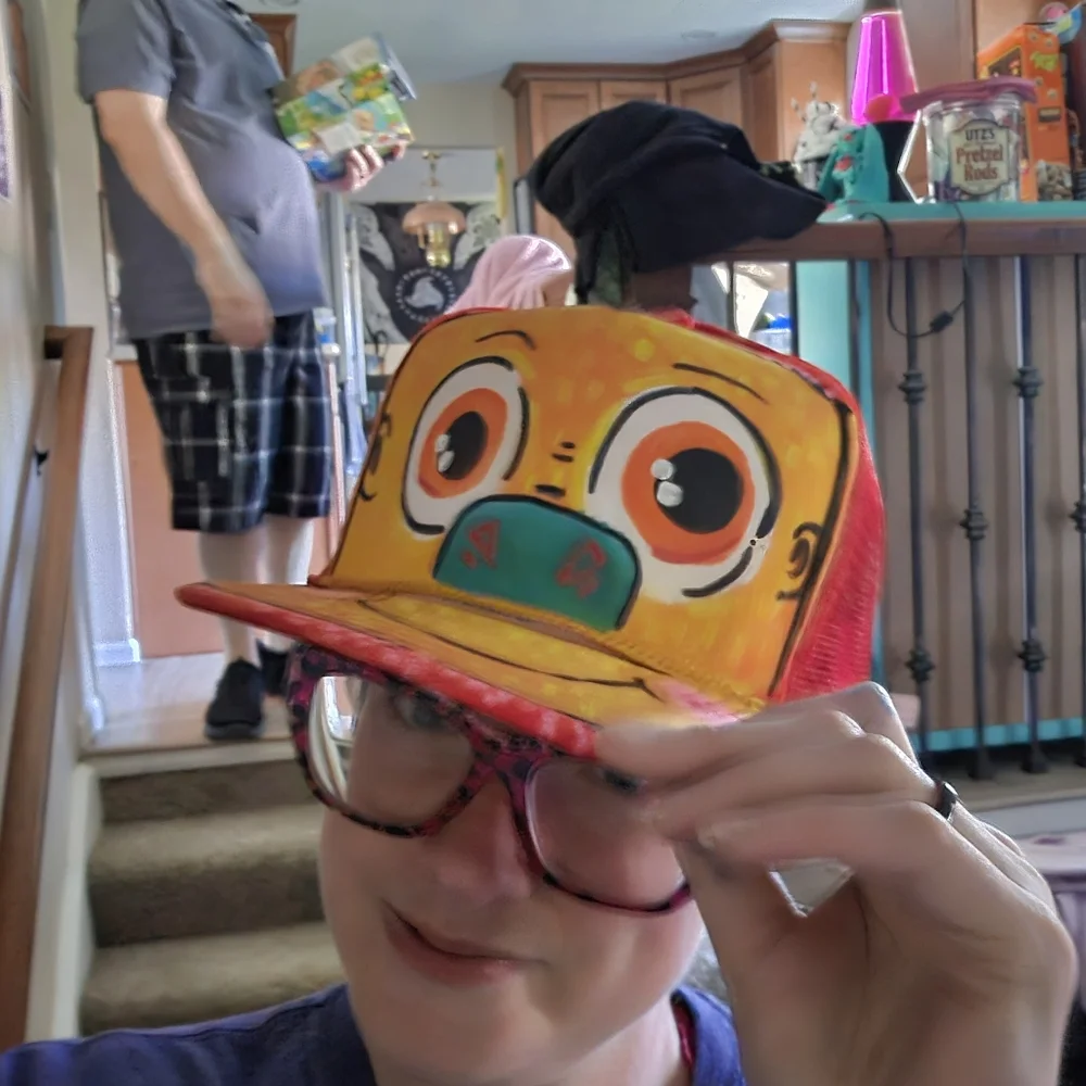 Colorful One Of A Kind Hand Painted Monkey Cap - Picture 2 of 5